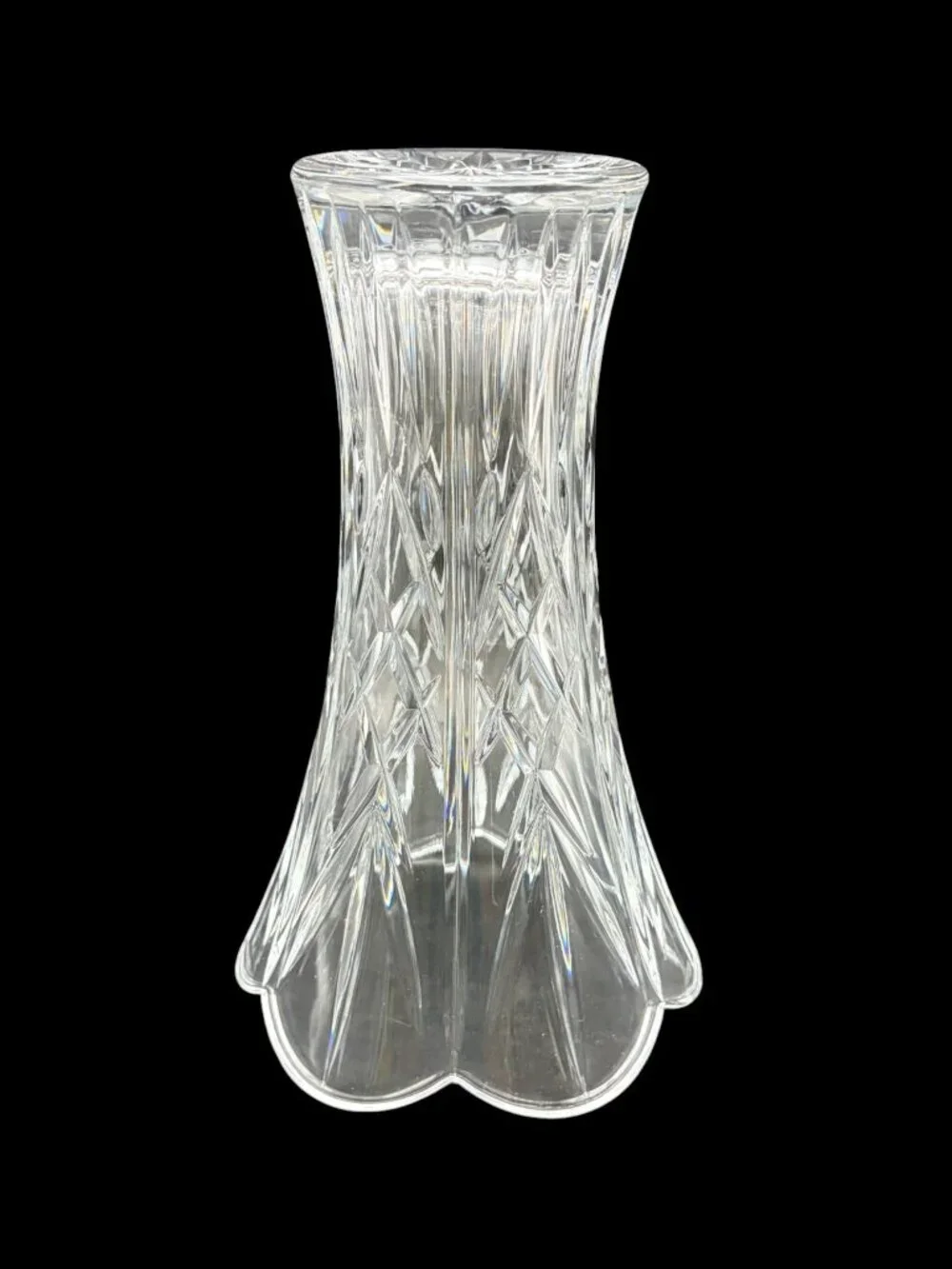 Vtg St George Lead Crystal Vase Crystal DePlomb Style Flared Scalloped Rim 8.5
